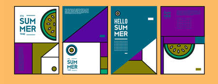 Flat design colorful pop art Memphis style background for summer poster and banner social media feed, story, print, advertisement, etcの写真素材