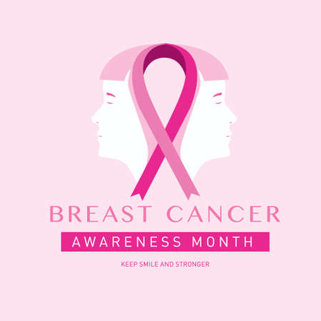 Breast cancer awareness month design campaign for social media poster, banner, feed, website, campaignのイラスト素材