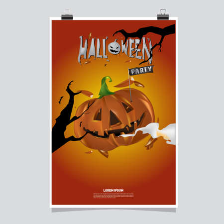 Happy Halloween Poster. Vector illustration halloween Party for social media poster, feed, print, and bannerのイラスト素材