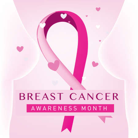 Breast cancer awareness month design campaign for social media poster, banner, feed, website, campaignのイラスト素材