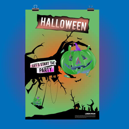 Happy Halloween Poster. Vector illustration halloween Party for social media poster, feed, print, and bannerのイラスト素材