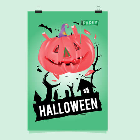 Happy Halloween Poster. Vector illustration halloween Party for social media poster, feed, print, and bannerのイラスト素材