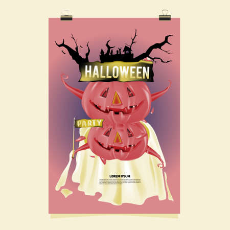 Happy Halloween Poster. Vector illustration halloween Party for social media poster, feed, print, and bannerのイラスト素材
