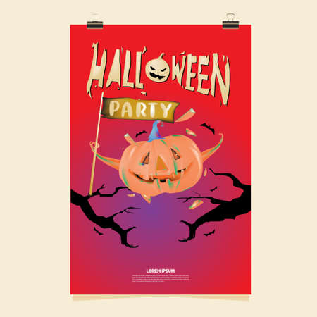 Happy Halloween Poster. Vector illustration halloween Party for social media poster, feed, print, and bannerのイラスト素材