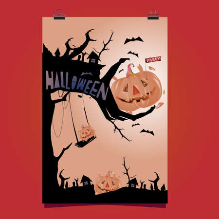 Happy Halloween Poster. Vector illustration halloween Party for social media poster, feed, print, and bannerのイラスト素材