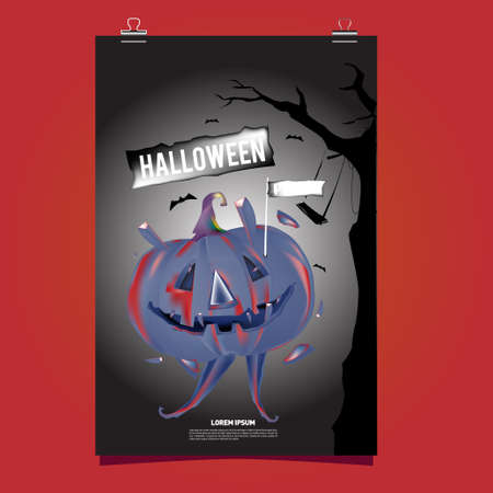 Happy Halloween Poster. Vector illustration halloween Party for social media poster, feed, print, and bannerのイラスト素材