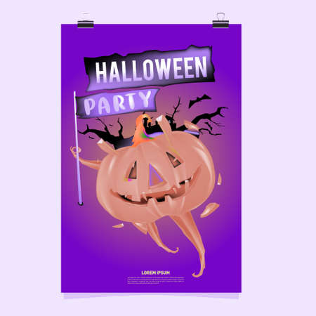 Happy Halloween Poster. Vector illustration halloween Party for social media poster, feed, print, and bannerのイラスト素材