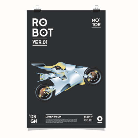 Vector Realistic Robot Illustration. Robot and toys design festival poster template, social media feed, print and advertisement.のイラスト素材