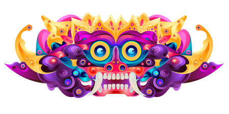 Vector illustration asian cultural ethnic pattern background monster, puppet, evil, demon, god, for banner and printのイラスト素材