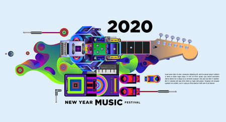 Music Festival Design for 2021 New Year Party and Event for social media web banner and printのイラスト素材