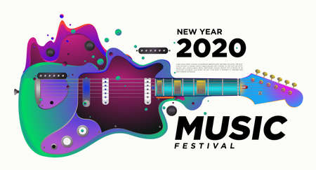 Music Festival Design for 2021 New Year Party and Event for social media web banner and printのイラスト素材