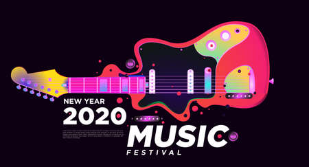 Music Festival Design for 2021 New Year Party and Event for social media web banner and printのイラスト素材