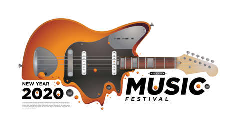 Music Festival Design for 2021 New Year Party and Event for social media web banner and printのイラスト素材