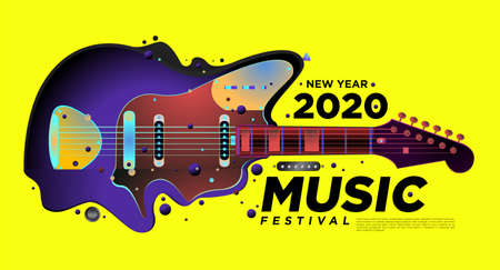 Music Festival Design for 2021 New Year Party and Event for social media web banner and printのイラスト素材