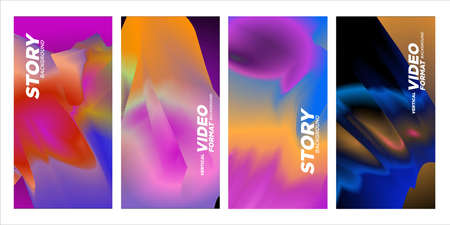 Wavy Colorful Marble Background Set. Trendy Gradient Shapes Composition.