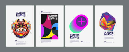 Summer Colorful Art and Music Festival Banner and Cover Template for Online Event, Magazine and Social Media.のイラスト素材