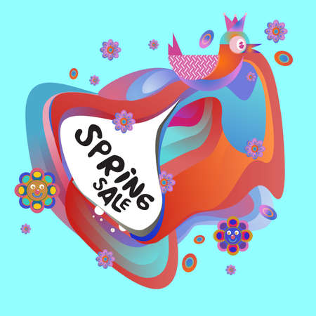 Spring Sale Colorful Special Discount Banner and Illustration for social mediaのイラスト素材