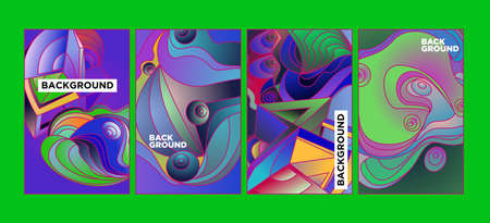 Set of liquid color abstract geometric shapes. Fluid gradient elements for minimal banner social...