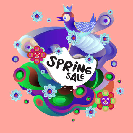 Spring Sale Colorful Special Discount Banner and Illustration for social mediaのイラスト素材