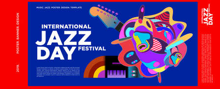 Vector colorful international jazz day digital poster and banner for social mediaのイラスト素材