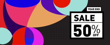 year end sale 50% discount banner with colorful abstract background for social media story and feed