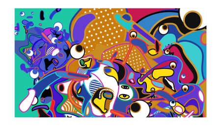 Vector Colorful Abstract Doodle Background for Banner, poster, website, story, social media feed,...