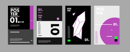 Cover and Poster Design Template for Magazine. Trendy Abstract Colorful Geometric and Curve Vector Illustration Collage with Typography for Cover, book, social media story, and Page Layout Designの写真素材