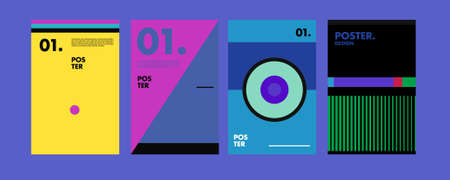 Cover and Poster Design Template for Magazine. Trendy Abstract Colorful Geometric and Curve Vector...