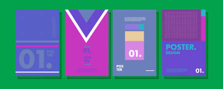 Cover and Poster Design Template for Magazine. Trendy Abstract Colorful Geometric and Curve Vector...