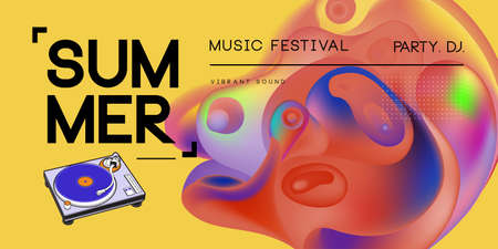 Electronic music fest summer wave poster. Club party flyer. Abstract gradients waves music...