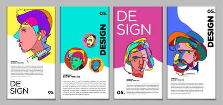 Vector webinar banner template with colorful abstract shapes