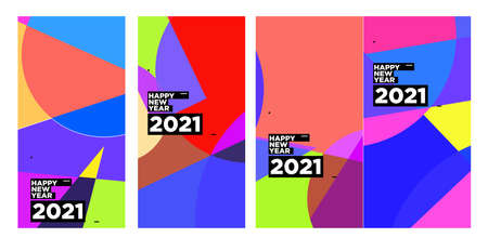 Vector colorful abstract background set for New Year 2021 calendar designのイラスト素材