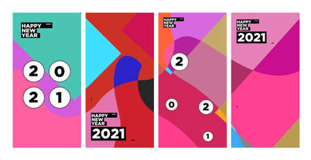 Vector colorful abstract background set for New Year 2021 calendar design