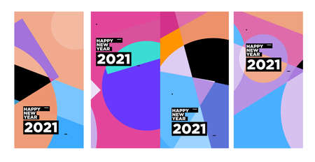 Vector colorful abstract background set for New Year 2021 calendar designの写真素材