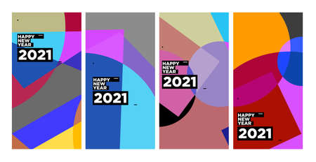 Vector colorful abstract background set for New Year 2021 calendar designの写真素材