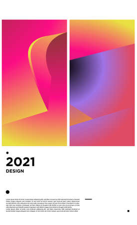 Vector colorful geometric background layout design new year 2021のイラスト素材