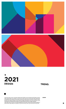 Vector colorful geometric background layout design new year 2021のイラスト素材