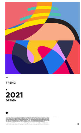 Vector colorful geometric background layout design new year 2021のイラスト素材