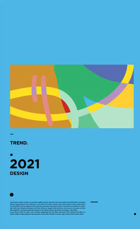 Vector colorful geometric background layout design new year 2021のイラスト素材