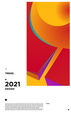 Vector colorful geometric background layout design new year 2021のイラスト素材