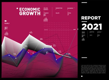 Vector illustration economic financial trend and business info graphic for annual report designのイラスト素材