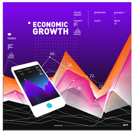 Vector illustration economic financial trend and business info graphic for annual report designのイラスト素材
