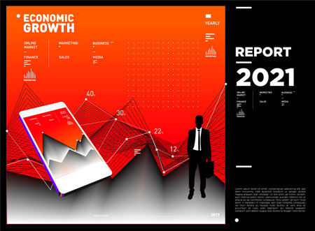 Vector illustration economic financial trend and business info graphic for annual report designのイラスト素材