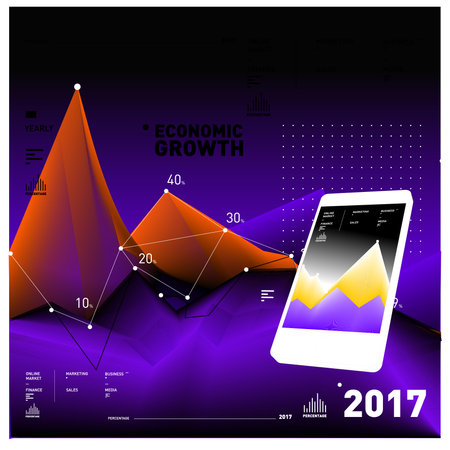 Vector illustration economic financial trend and business info graphic for annual report designのイラスト素材