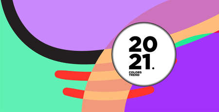 New Year 2021 Colorful curve and geometric background for banner designのイラスト素材