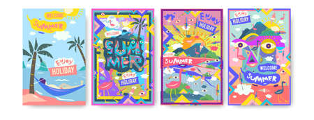 Vector illustration colorful summer holiday poster