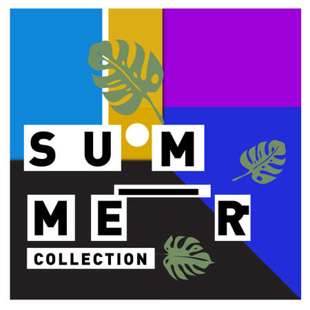 Vector geometric Memphis summer collection poster and social media post. Design template for summer...