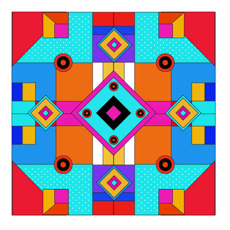 Vector abstract geometric colorful background. Memphis, indian, Brazilian and Mexican pattern.