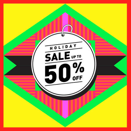 Summer holiday sale memphis style web banner design. Fashion and travel discount poster. Vector...