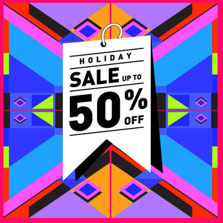 Summer holiday sale memphis style web banner design. Fashion and travel discount poster. Vector...